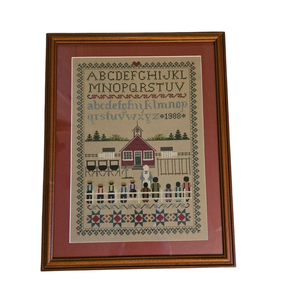 Beautifully Framed Crosspiece Sampler 20" X 16"  Vintage